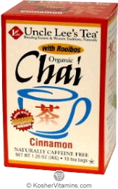 Uncle Lees Tea Kosher Organic Chai Tea Cinnamon 18 Tea Bags