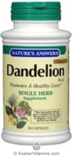 Natures Answer Kosher Organic Dandelion Root 90 Vegetarian Capsules