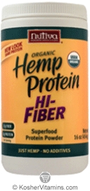 Nutiva Kosher Organic Hemp Protein Hi-Fiber 16 OZ 