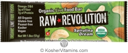 Raw Revolution Kosher Organic Live Food Bar Spirulina Dream Parve 12 Bars