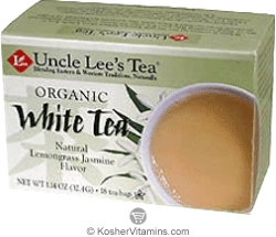 Uncle Lees Tea Kosher Organic White Tea Natural Lemongrass Jasmine 18 Tea Bags