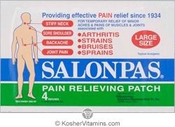 Salonpas Kosher Original Large Pain Relieving Patch 4 Patches
