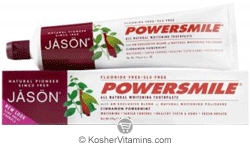 Jason Kosher PowerSmile Whitening Fluoride-Free Toothpaste Cinnamon Mint  6 OZ