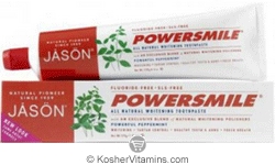 Jason Kosher PowerSmile Whitening Fluoride-Free Toothpaste Powerful Peppermint 6 OZ