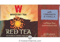 Wissotzky Tea Red Tea Rooibos Herb Infusion with Cinnamon & Vanilla Caffeine Free - Kosher for Passover 20 Tea Bags