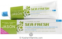 Jason Kosher Sea Fresh Strengthening Anti-Cavity CoQ10 Gel Toothpaste with Fluoride Deep Sea Spearmint  6 OZ