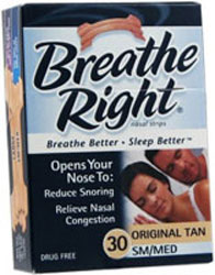 Breathe Right Nasal Strips Tan Small Medium 30 Strips
