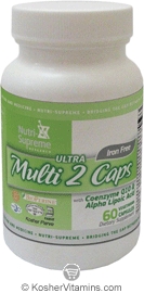 Nutri-Supreme Research Kosher Ultra Multi 2 Caps Iron Free 60 Vegetarian Capsules