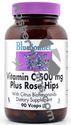 Bluebonnet Kosher Vitamin C-500 mg Plus Rose Hips 180 Vcaps