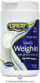 Landau Kosher Weigh-In High Protein Whey Shake Mix Cholov Yisroel Vanilla 1 LB