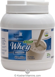 Nutri-Supreme Research Kosher Whey Protein Powder with Xylitol Dairy Cholov Yisroel Vanilla Flavor 2 LBS