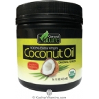 General Nature Kosher 100% Extra Virgin Organic Coconut Oil Original Flavor 16 OZ