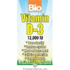 Bio Nutrition Vitamin D3 12,000 IU Vegetarian Suitable Not Certified Kosher               50 Vegetarian Capsules