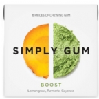 Simply Gum Kosher Chewing Gum Boost - Lemongrass, Turmeric, Cayenne Flavor 15 Pieces