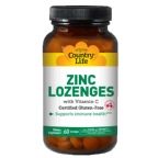 Country Life Kosher Zinc Lozenges 23 Mg with Vitamin C  - Cherry Flavor  60 Lozenges