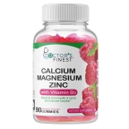 Doctors Finest Kosher Calcium, Magnesium, Zinc & Vitamin D - Raspberry Flavor 90 gummies