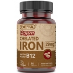 Deva Nutrition Vegan Chelated Iron 29 Mg with added B12 not Certified Kosher 90  Tablets  