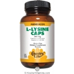 Country Life Kosher L-Lysine 500 Mg with B-6 100 Vegetarian Capsules
