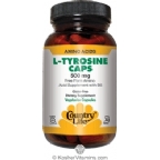 Country Life Kosher L-Tyrosine 500mg with B6 100 Vegetarian Capsules