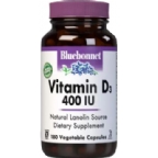 Bluebonnet Kosher Vitamin D3 400 IU 180 Vegetable Capsules