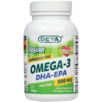 Deva Nutrition Omega-3 DHA-EPA 500 mg from Algae Delayed Release Vegetarian not Certified Kosher 90 Vega Caps