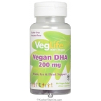 VegLife Dha 200 mg  Vegan Suitable Not Certified Kosher 50 Vegan Softgel