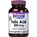 Bluebonnet Kosher Folic Acid 800 mcg 90 Vegetable Capsules