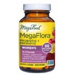 MegaFood MegaFlora Women’s Probiotic + Prebiotic - 14 Strains - 50 Billion live cultures - Vegetarian Suitable Not Certified Kosher 60 Capsules