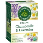 Traditional Medicinals Kosher Organic Herbal Chamomile & Lavender Tea Caffeine Free Pack of 6 16 Tea Bags