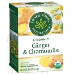 Traditional Medicinals Kosher Organic Herbal Ginger & Chamomile Tea 16 Tea Bags