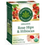Traditional Medicinals Kosher Organic Tea - Rose Hips with Hibiscus 6 Pack 16 Tea bags