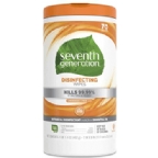 Seventh Generation Disinfecting Wipes Lemongrass Citrus  70 Count