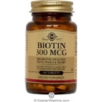 Solgar Kosher Biotin 300 Mcg. 100 Tablets