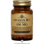 Solgar Kosher Vitamin B1 (Thiamin) 100 mg 100 Vegetable Capsules