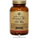 Solgar Kosher Vitamin B1 (Thiamin) 500 Mg 100 Tablets