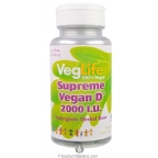 VegLife Supreme Vegan D2 2000 IU Vegan Suitable Not Certified Kosher 100 Tablets