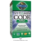Garden of Life Kosher Vitamin Code RAW Family Whole Food Multi 120 Capsules