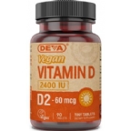 Deva Nutrition Vegan Vitamin D2 2400 IU Not Certified Kosher 90 Tablets  