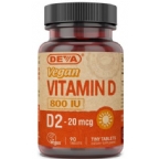 Deva Nutrition Vegan Vitamin D2 800 IU Not Certified Kosher 90  Tablets  