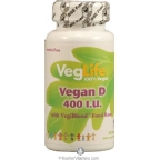 VegLife Vitamin D2 400 IU Vegan Suitable Not Certified Kosher  100 Tablets