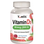 Yum V’s Kosher Vitamin D3 2000 IU (50 mcg) for Adults Chewable Gummies - Berry Flavor  120 Gummies