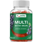 Yum V’s Kosher Adults Multi Vitamin Formula with Iron Chewable Gummies - Grape Flavor  60 Gummies