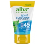 Alba Botanica Sport Sunscreen Fragrance Free Lotion SPF 45 4 oz