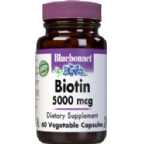 Bluebonnet Kosher Biotin 5000 mcg 60 Vegetable Capsules