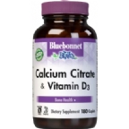 Bluebonnet Kosher Calcium Citrate Plus Vitamin D3 180 Caplets