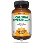 Country Life Kosher Calcium Citrate with Vitamin D 120 Tablets