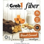Grab1 Kosher Fiber Nutrition Bar 10g Protein Peanut Caramel Dairy Cholov Yisroel 5 Bars