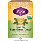 Yogi Tea Kosher Green Tea Pure Green Decaf (formerly Organic Simply Green Tea) Caffeine Free 16 Tea Bags