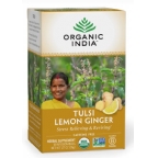 Organic India Kosher Tulsi Lemon Ginger Caffeine Free Pack of 6 18 Tea Bags