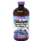 Bluebonnet Kosher Calcium Magnesium Citrate Plus Vitamin D3 Liquid Blueberry Flavor 16 fl oz